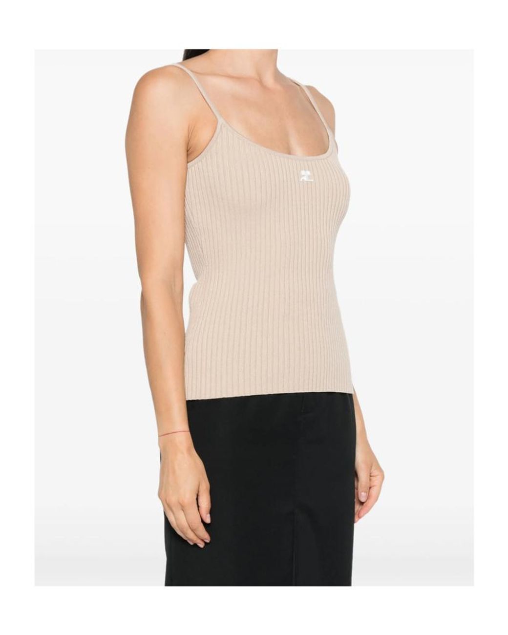 Courreges White Courrèges Ribbed-Knit Sleeveless Tank Top