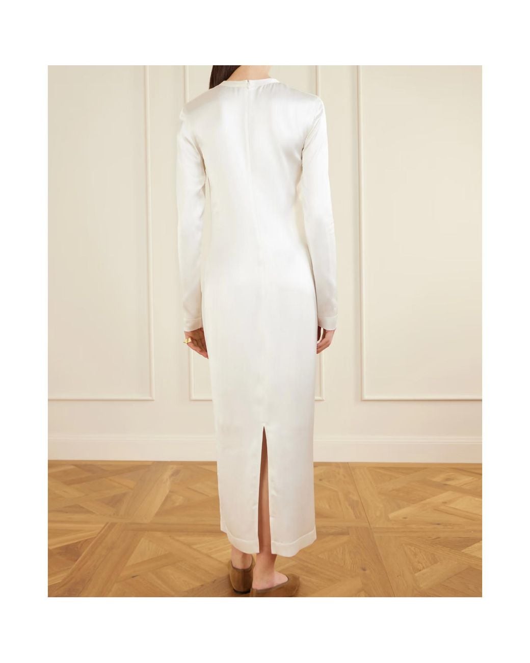 Totême White Satin Midi Dress
