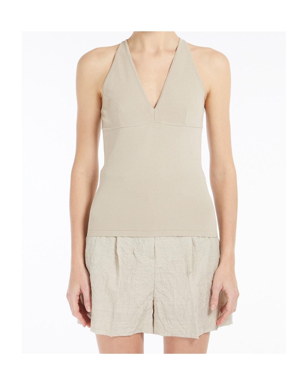Max Mara Natural Armida1234 V-Neck Sleeveless Top