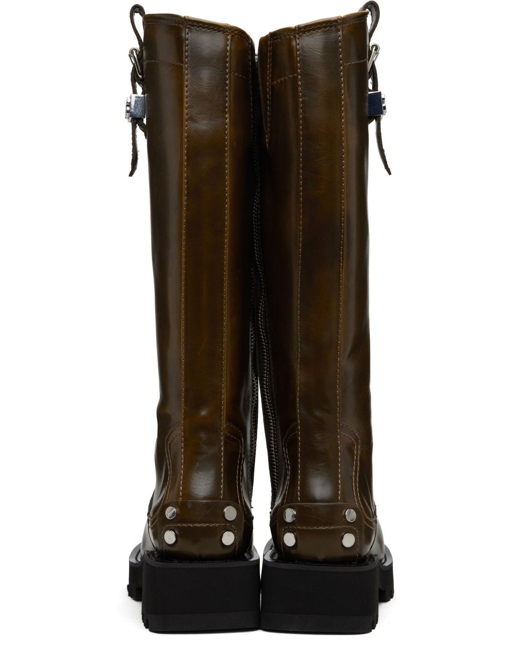 Ganni Brown Round-Toe High Boots