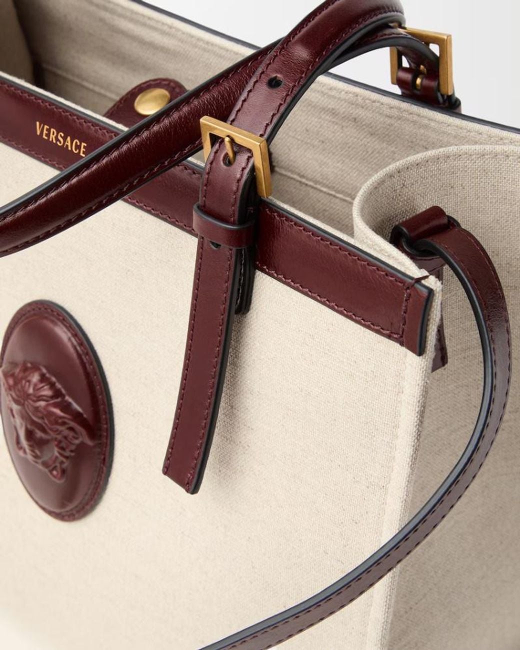 Versace Brown Rivi Re Logo Tote Bag
