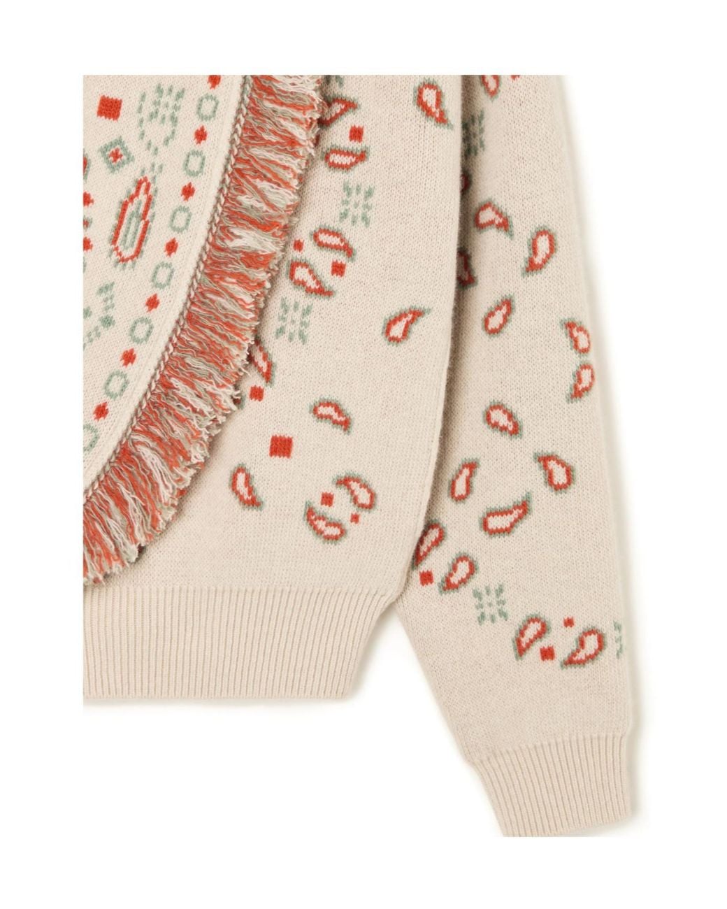 Alanui Natural Bandana Jacquard Cardi-Bomber Style Cardigan