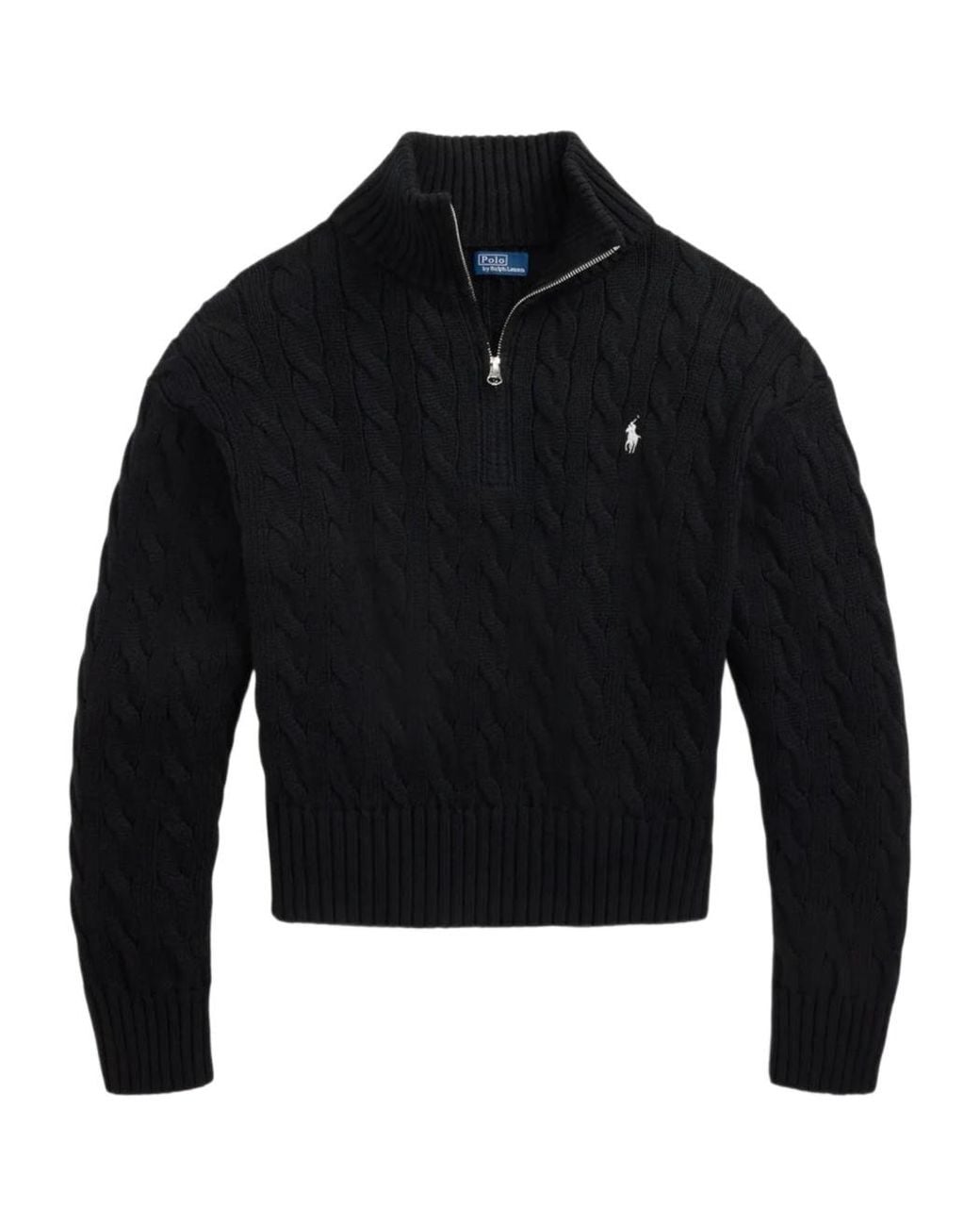Polo Ralph Lauren Blue Cable-Knit Half-Zip Sweater