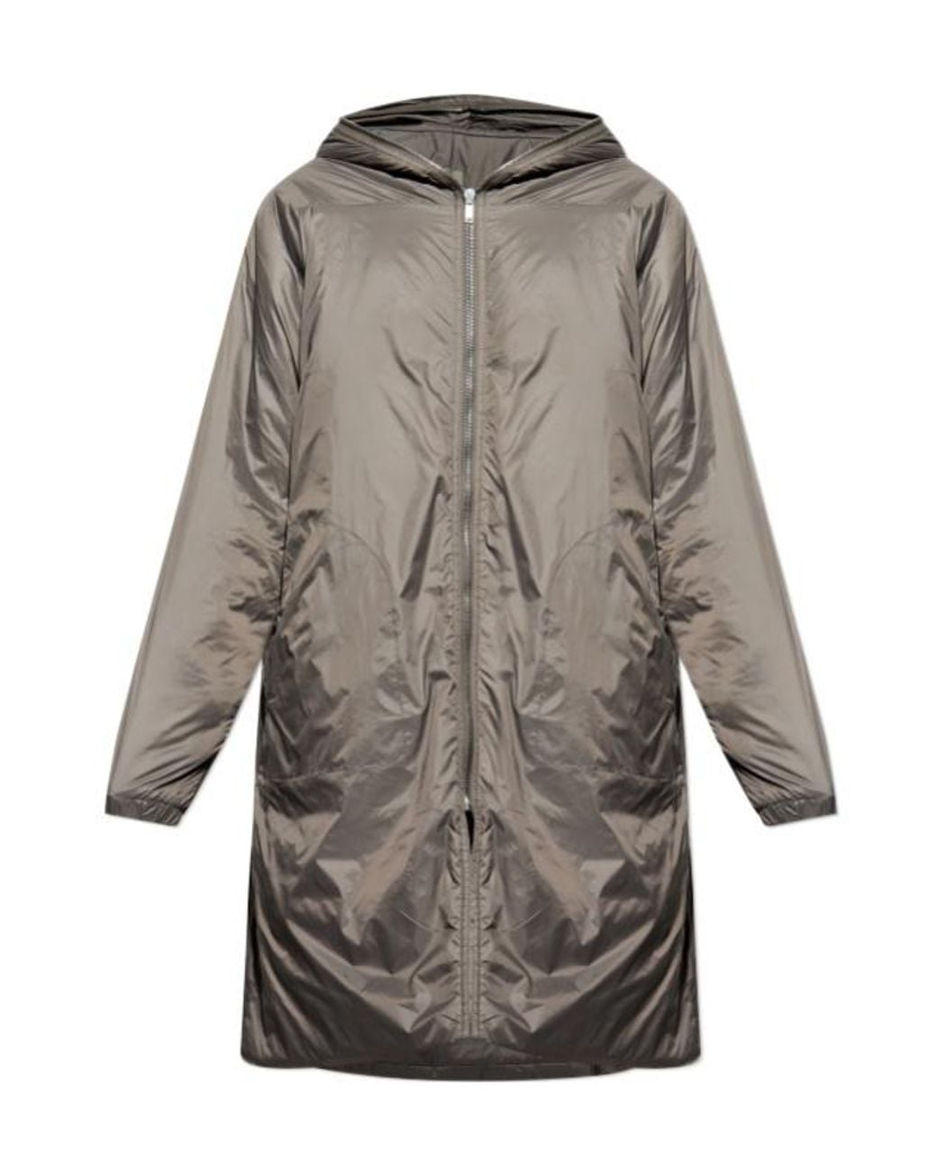 Rick Owens Gray Zipped Hooded Parka for men