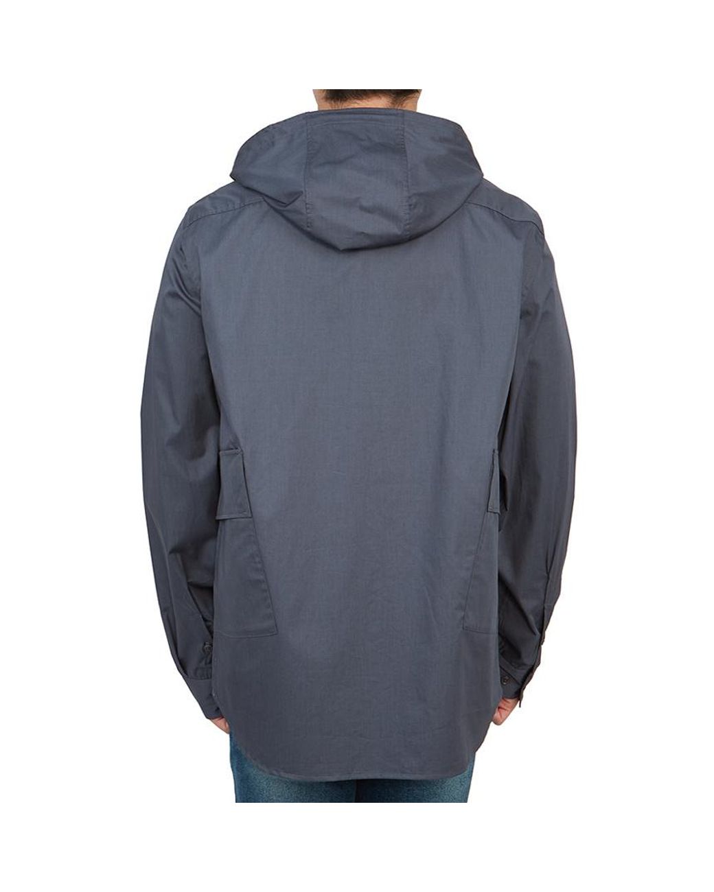 C P Company Blue Hooded Cotton Shirt Jacket for men