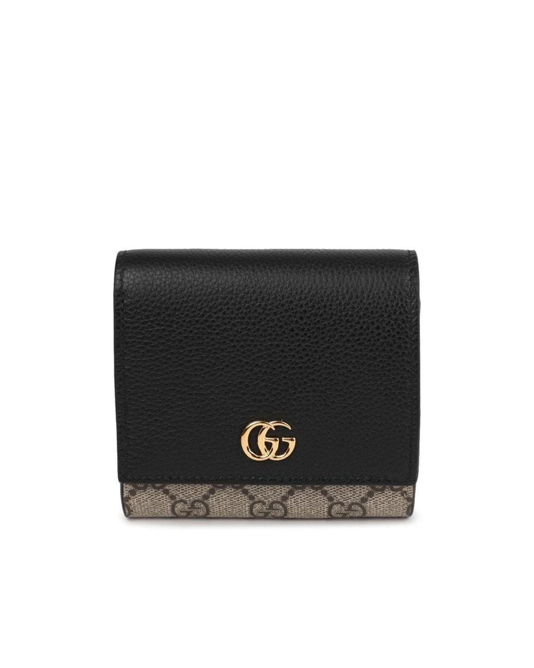 Gucci Black Gg Marmont Bi-Color Wallet