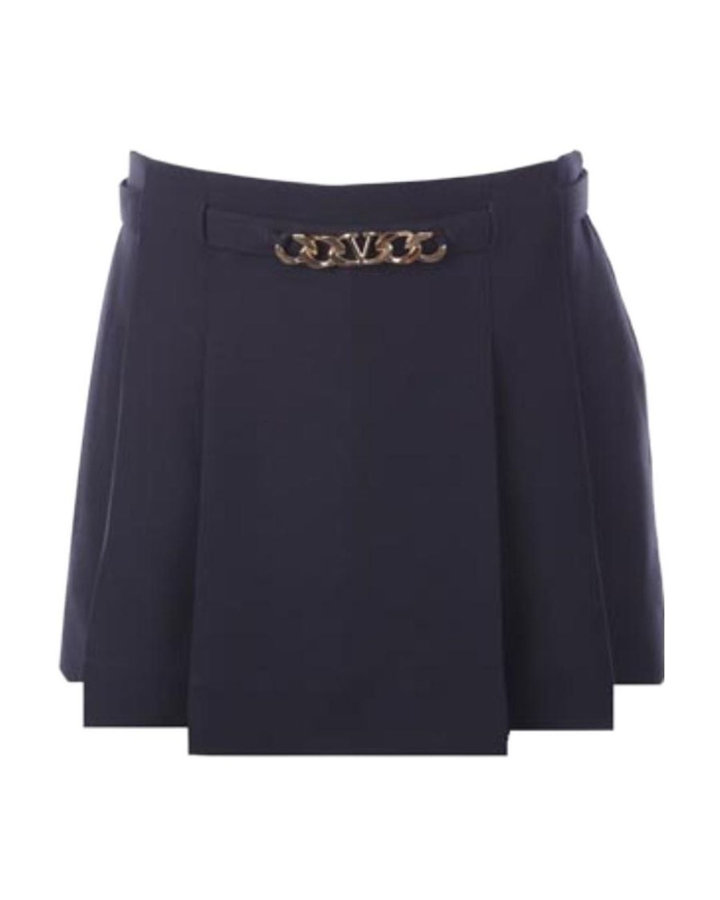 Valentino Blue Logo-Plaque Mini Skirt