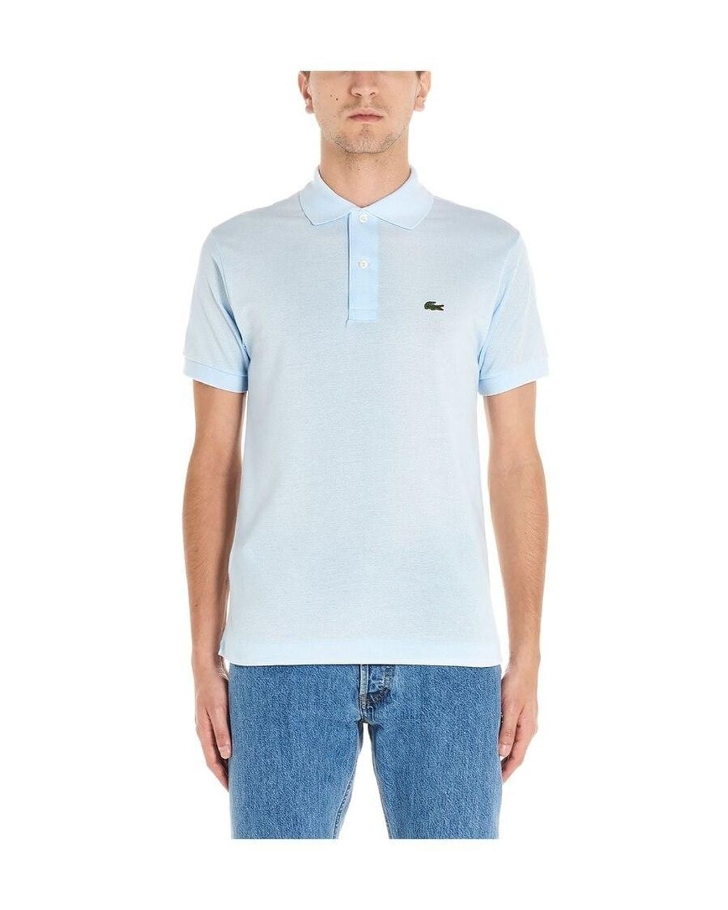 Lacoste Blue Logo-Patch Short-Sleeve Polo Shirt for men