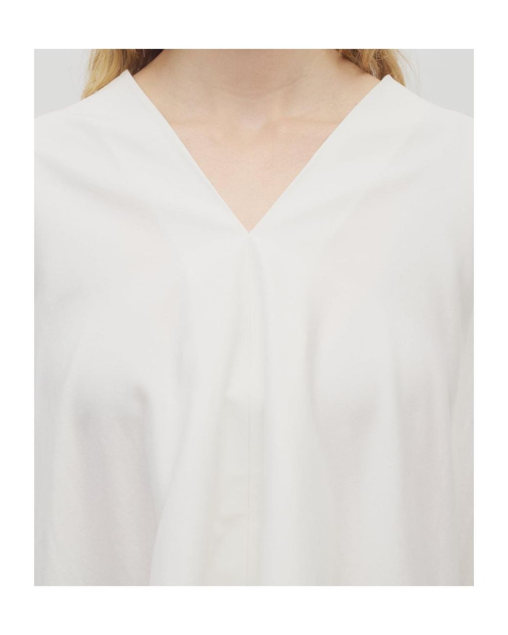 The Row White V-Neck Asymmetric Top