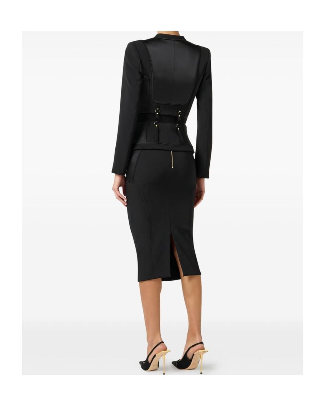 Elisabetta Franchi Black Bondage Belted Jacket