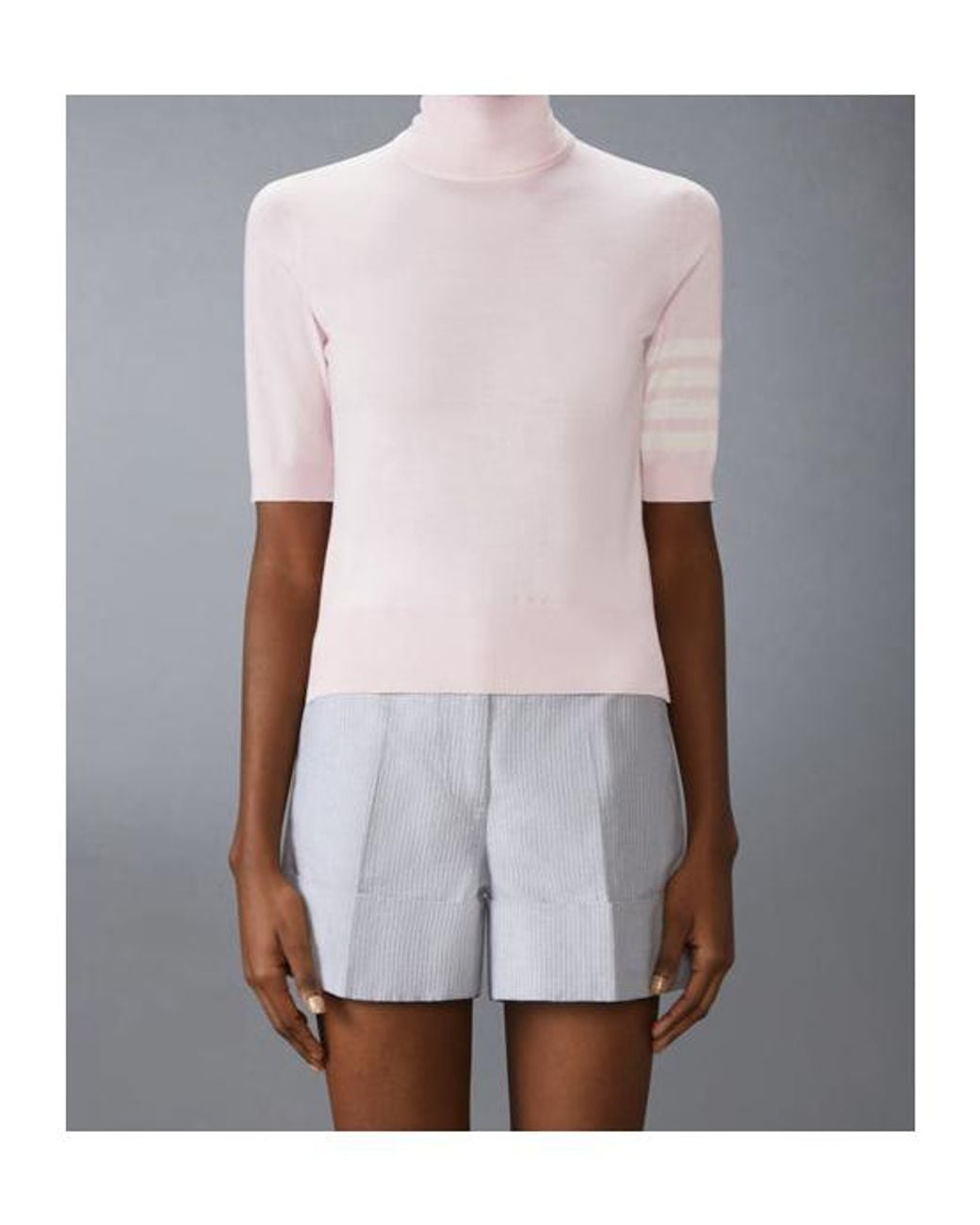 Thom Browne Pink Roll Neck Knitted Jumper