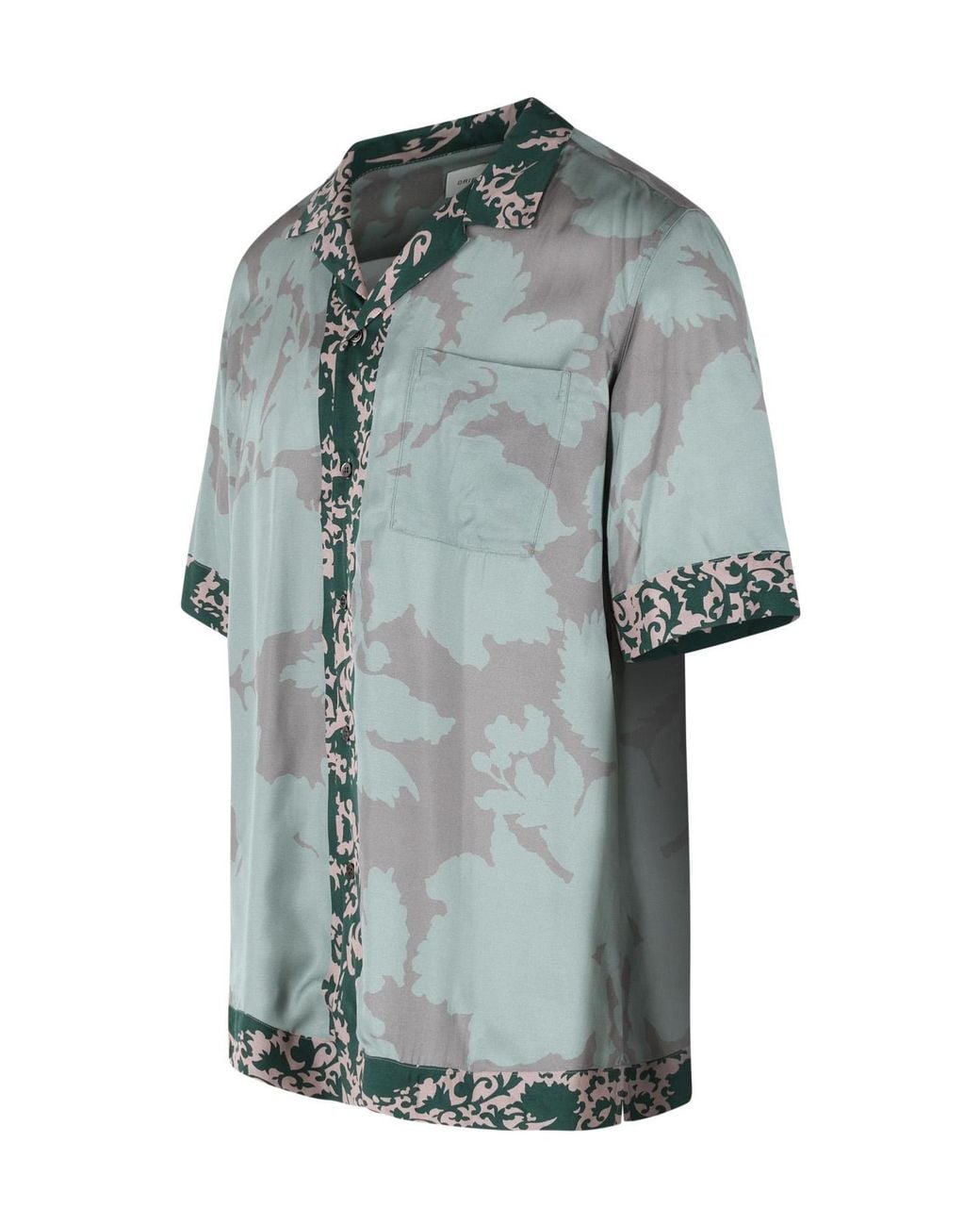 Dries Van Noten Blue Satin Shirt for men