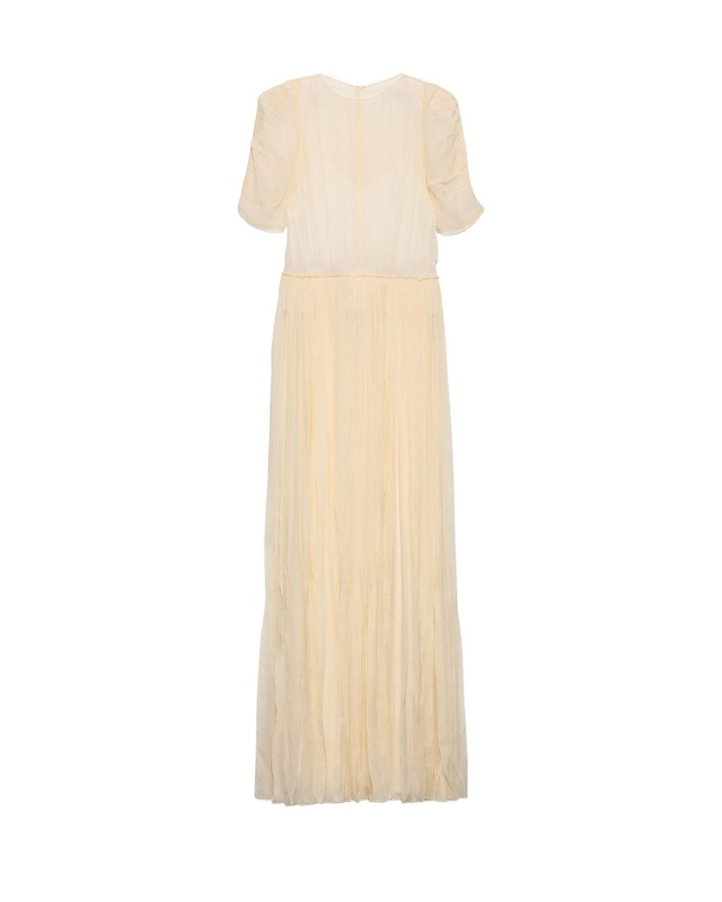 Prada Natural Long Silk Chiffon Dress