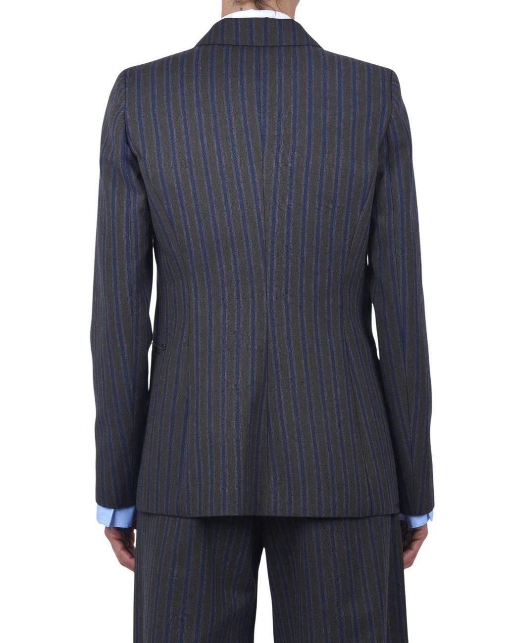 Ottod'Ame Black Ottod'Ame Striped Double-Breasted Blazer