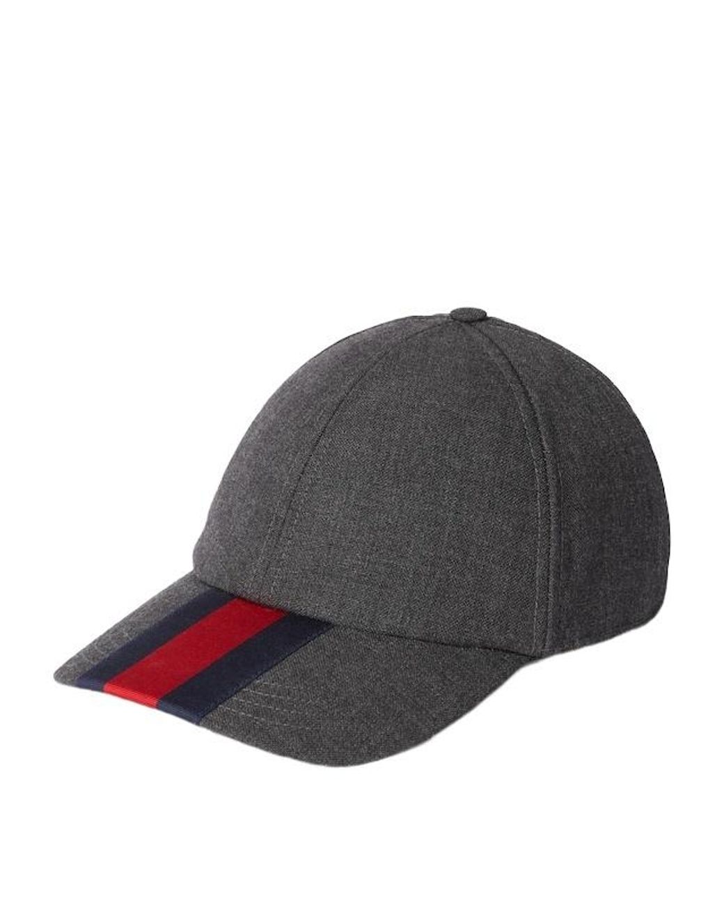 Gucci Gray Stripe Detailed Cap for men