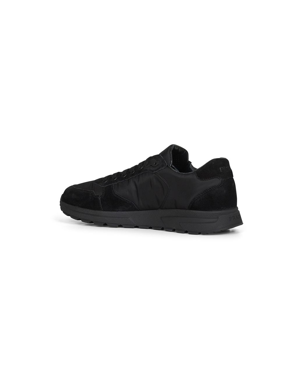 Prada Black Triangle-Logo Lace-Up Sneakers for men