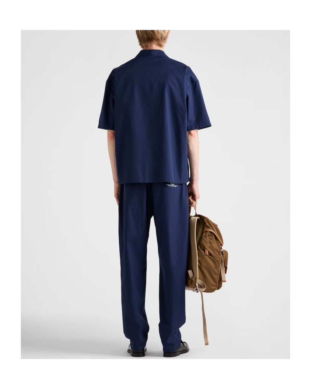 Prada Blue Pleated Poplin Trousers for men
