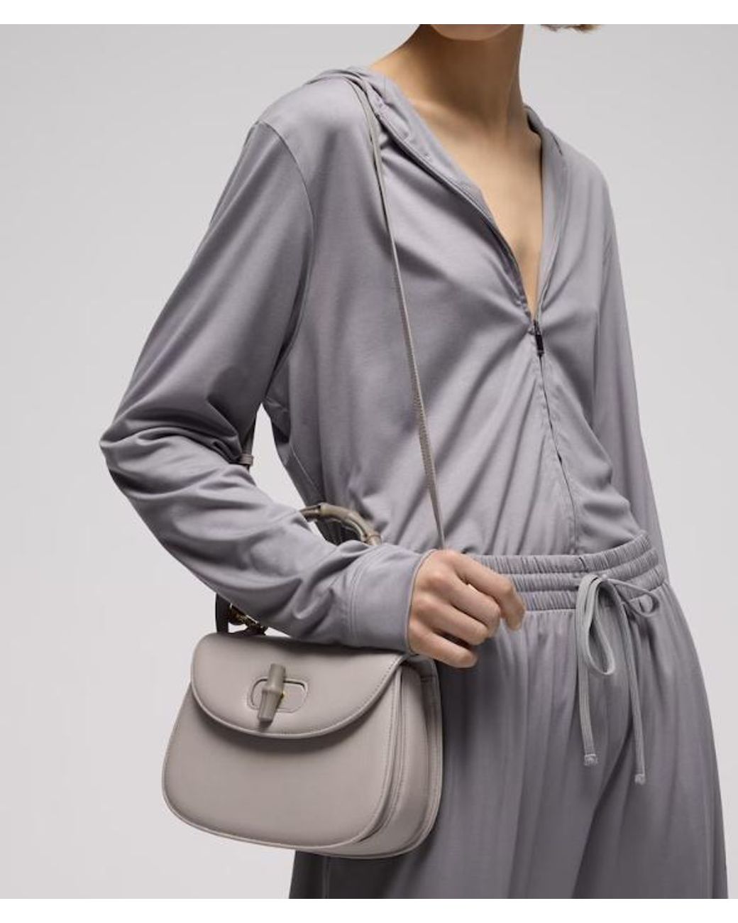 Gucci Gray Bamboo 1947 Small Bag