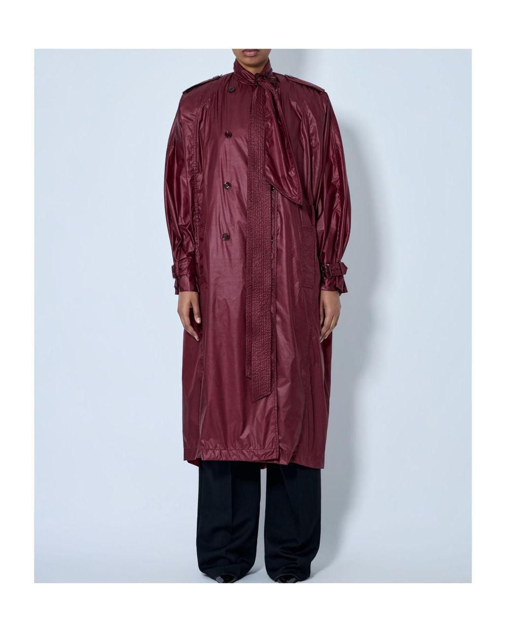 Saint Laurent Red Lavallière Double-Breasted Trench Coat