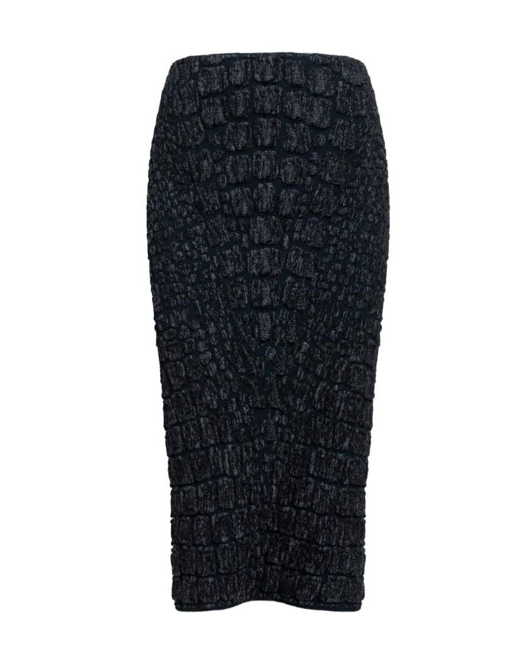 Alaïa Blue Alaïa Embossed Pencil Skirt