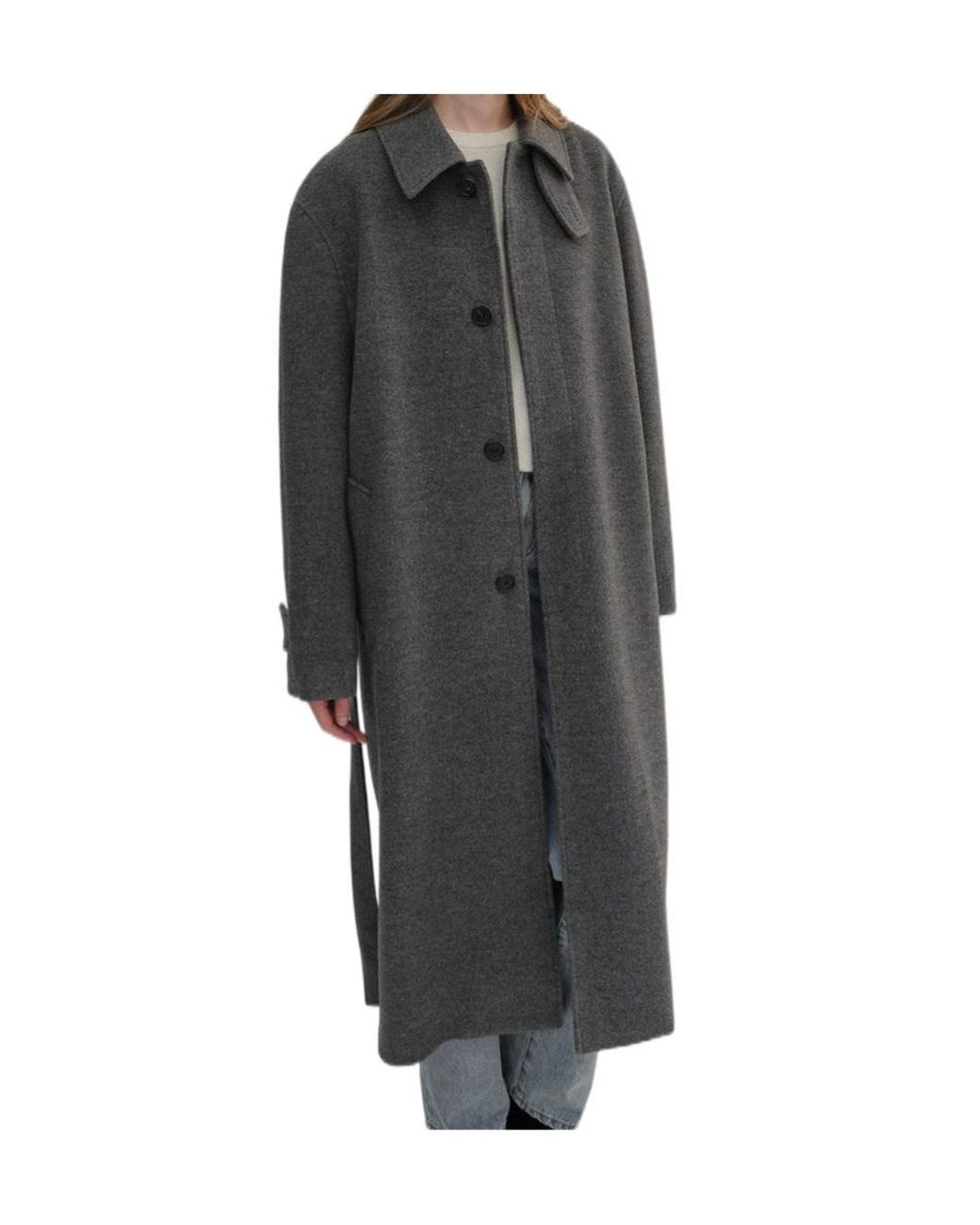 DUNST Gray Belted Cashmere Mac Coat Melange for men