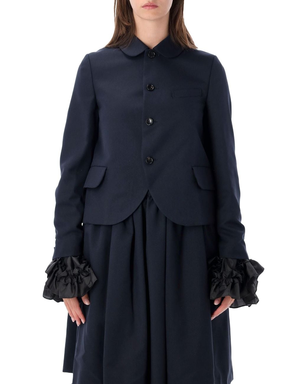 Comme des Garçons Blue Comme Des Garçons Girl Ruffle-Cuff Cropped Blazer