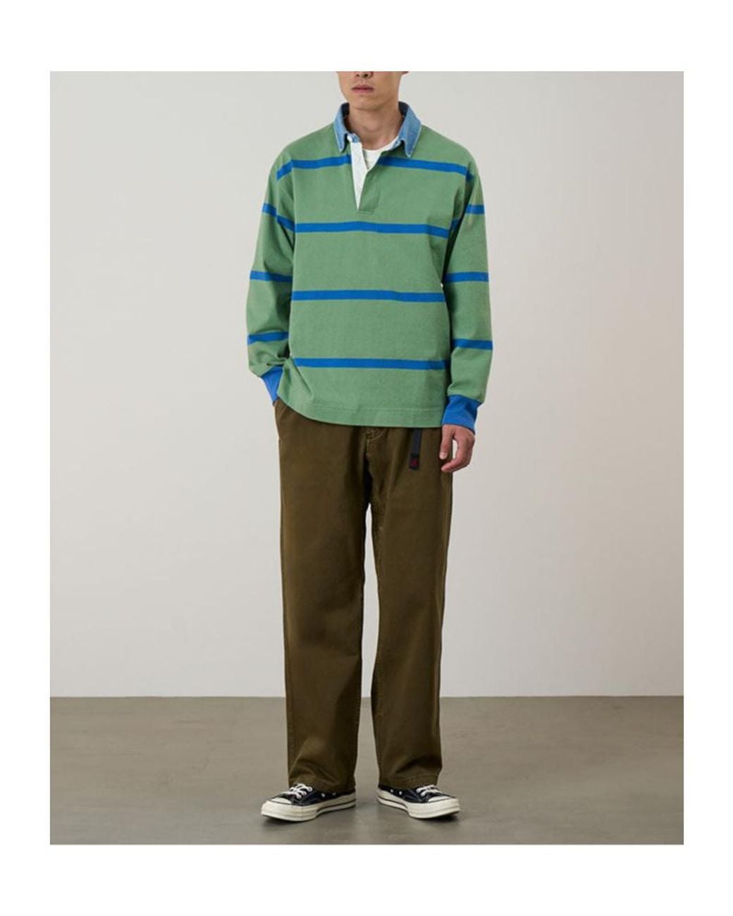 Gramicci Green Straight-Leg Trousers With An Elastic Waistband for men