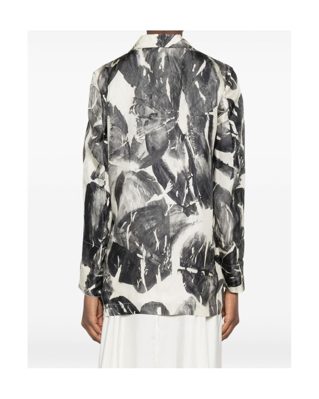 Alysi Gray Printed Collared Jacket