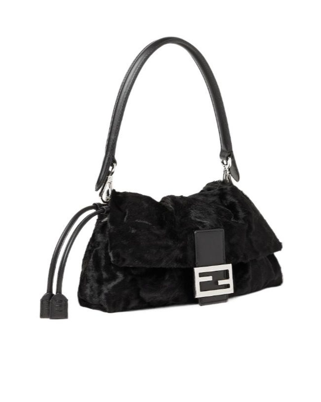Fendi Black Baguette Soft Medium Shoulder Bag