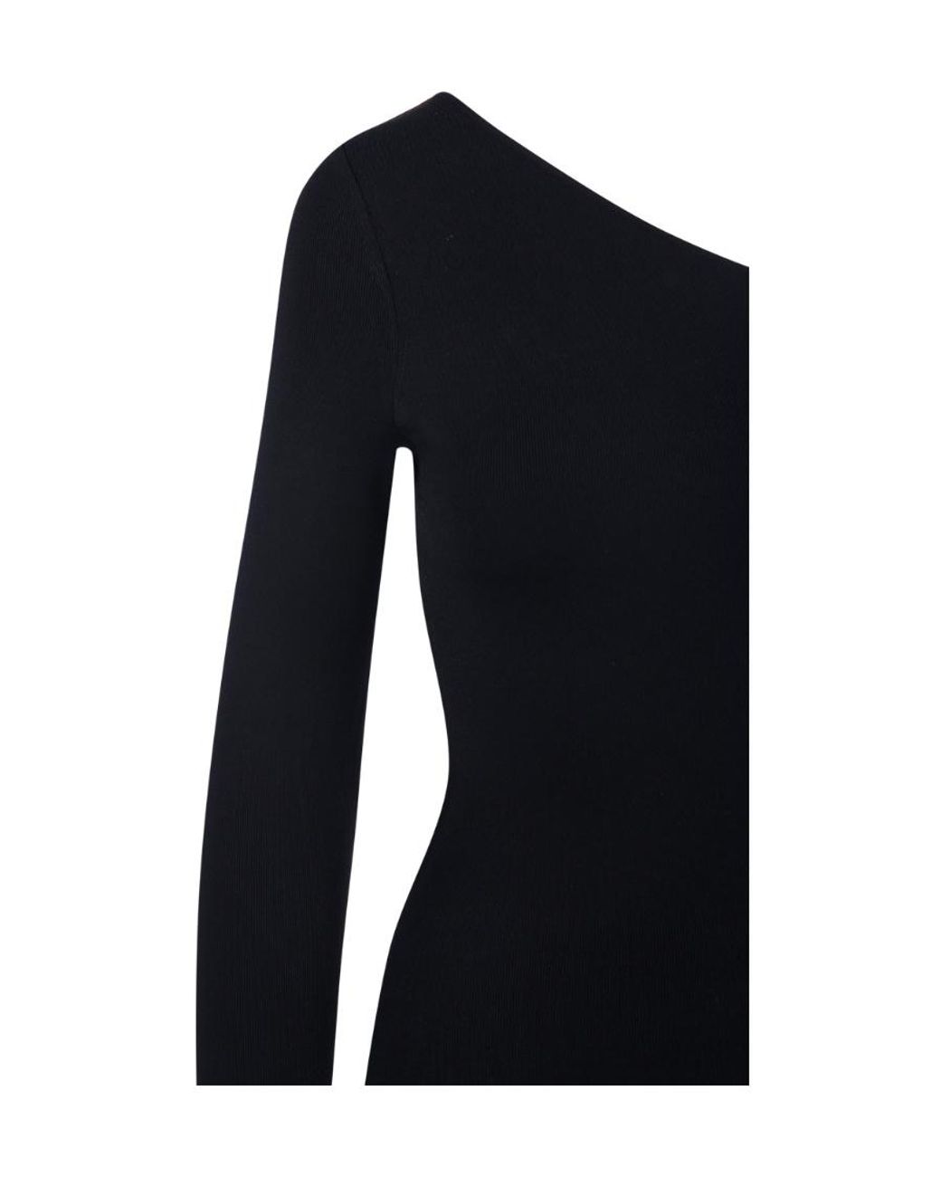 Victoria Beckham Blue One-Shoulder Ribbed Blouse