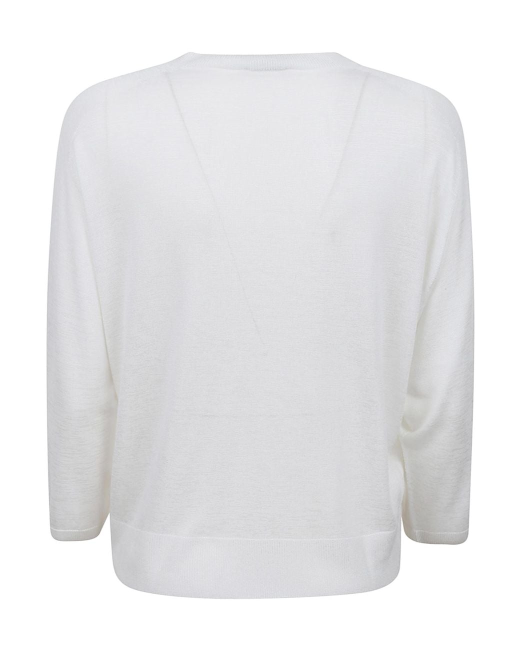 Peserico White Long Sleeved Crewneck Knitted Jumper