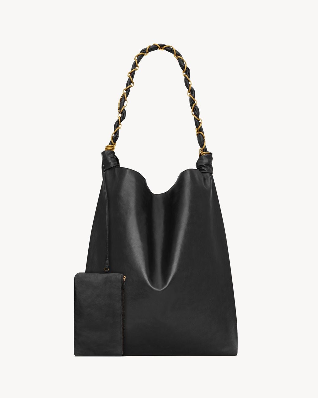 Saint Laurent Black Amalia Logo Plaque Shoulder Bag