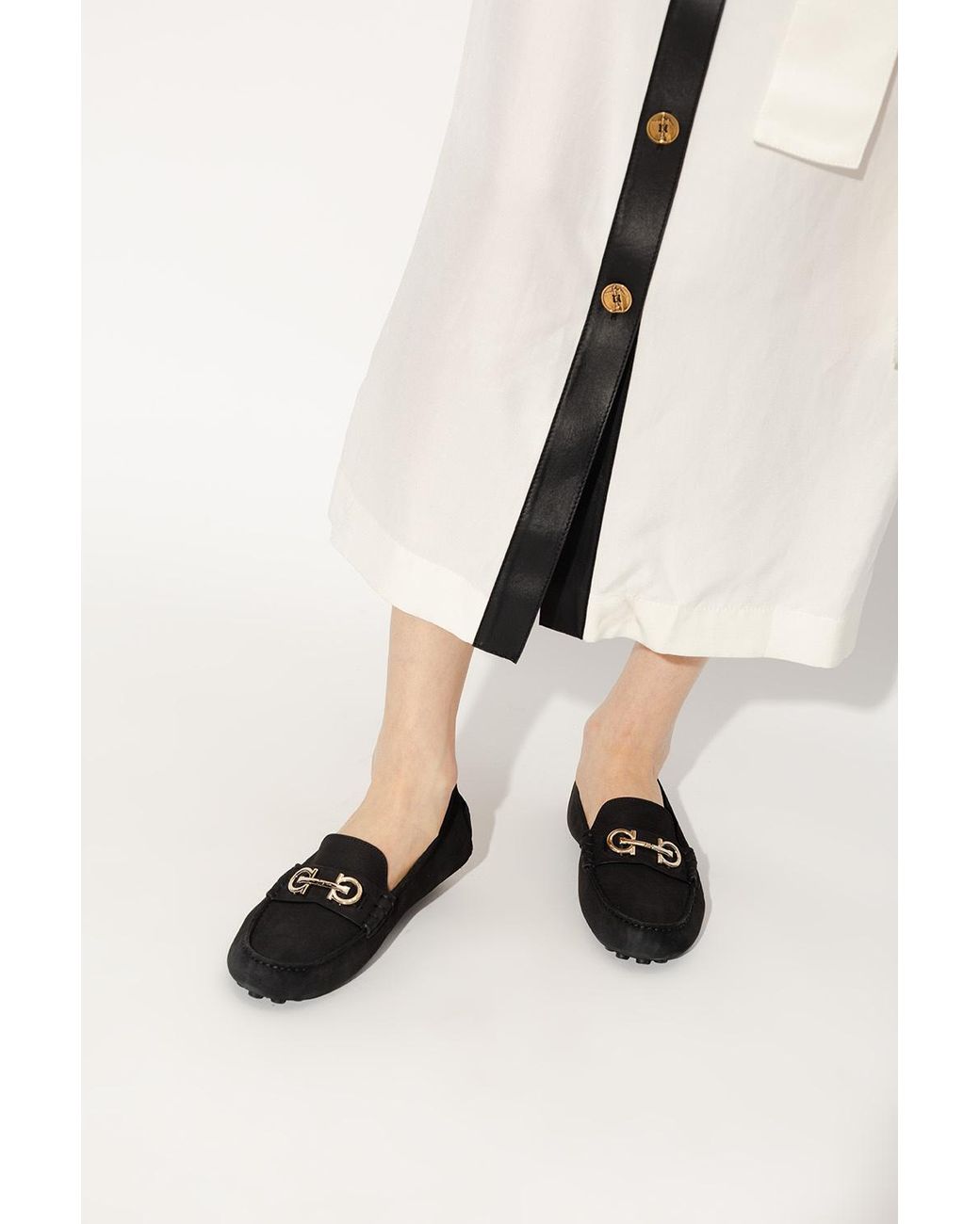 Ferragamo Black Logo Plaque Loafers