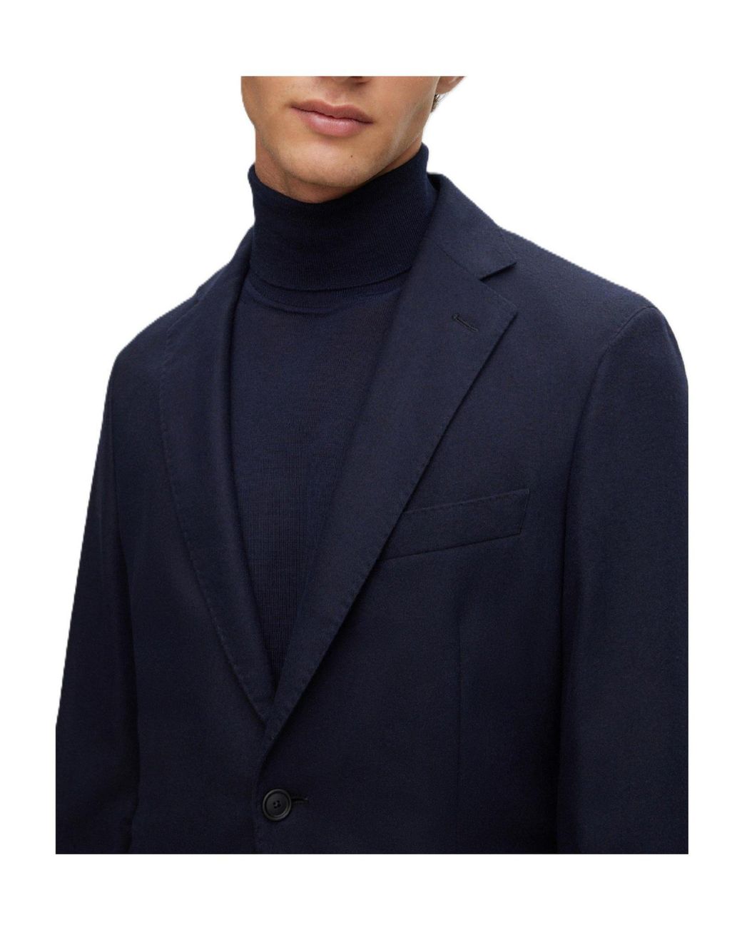 Boss Blue Classic Single-Breasted Quilted Blazer for men