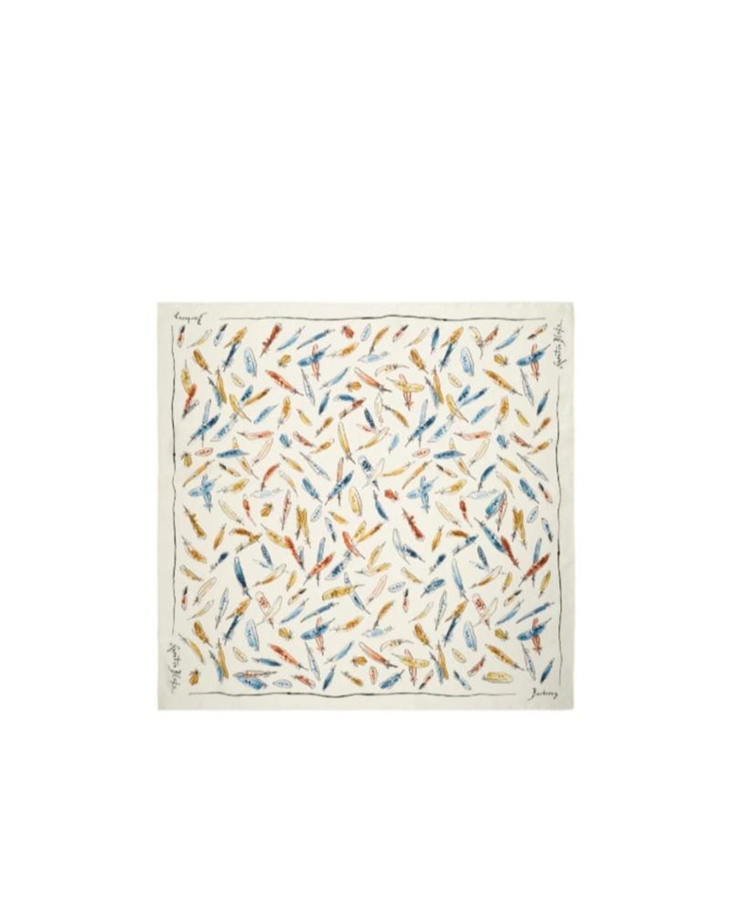 Burberry White Feather Print Silk Scarf