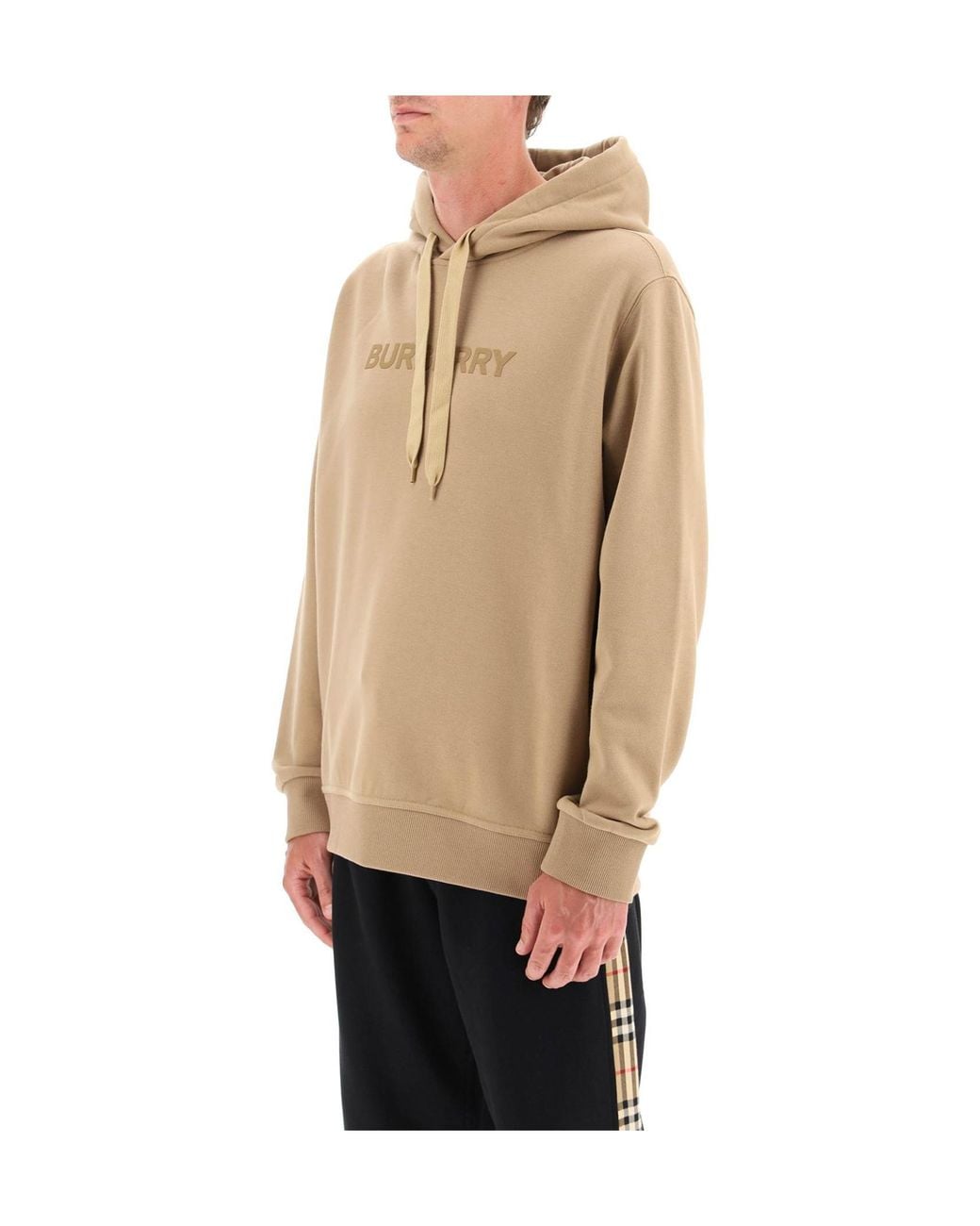 Burberry Natural Logo Detailed Drawstring Hoodie for men