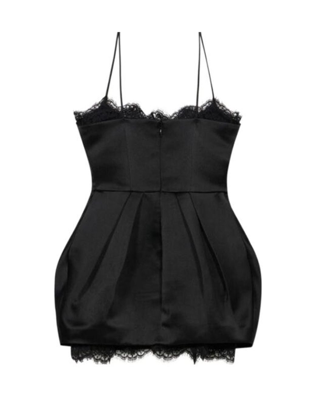 Blumarine Black Lace-Trim Balloon Mini Dress