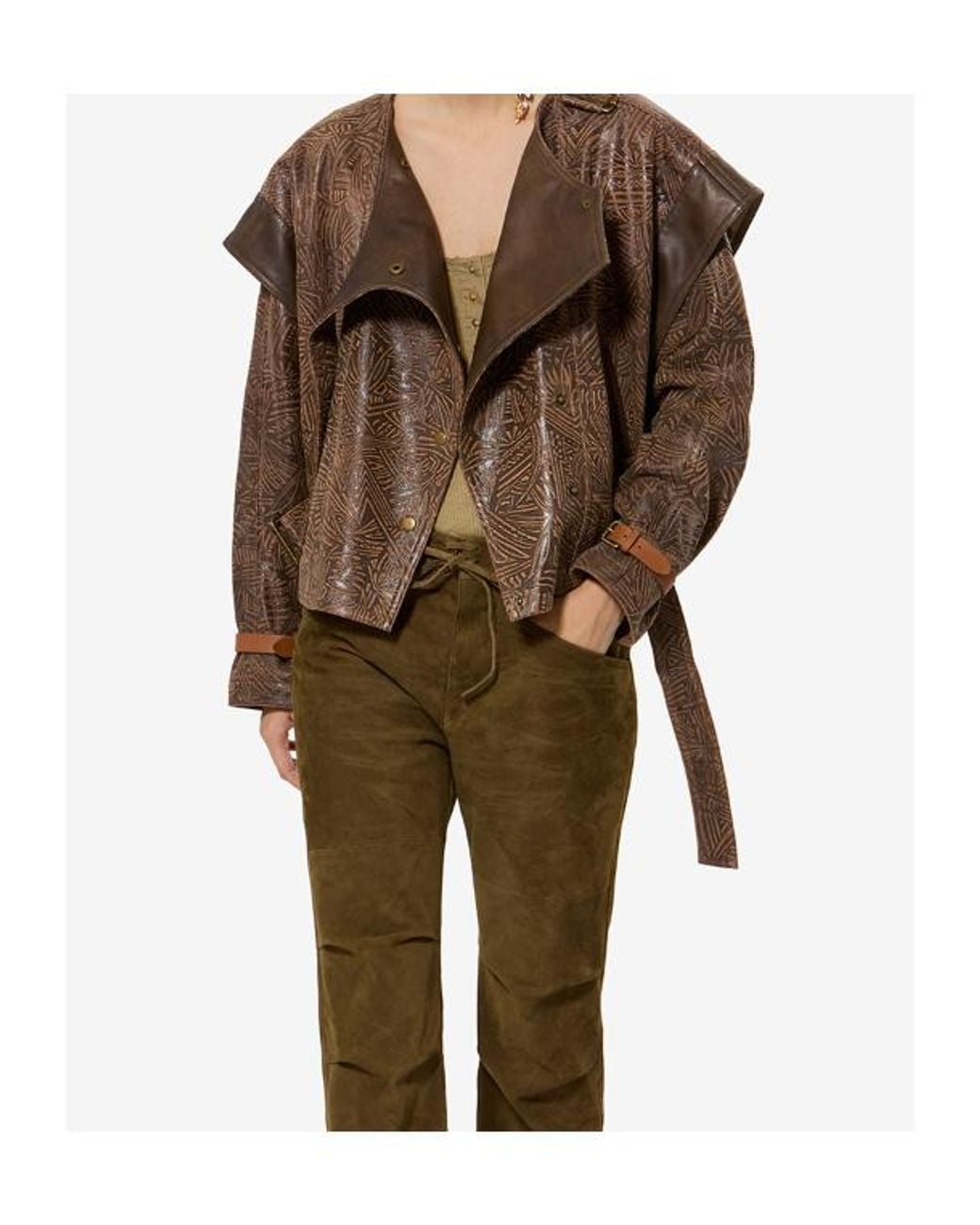 Isabel Marant Brown Erine Patterned Belted Jacket