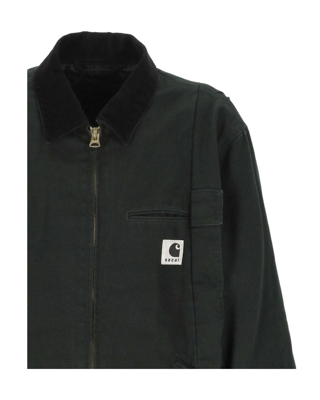 Sacai Black X Carhartt Logo Patch Zip-Up Jacket for men