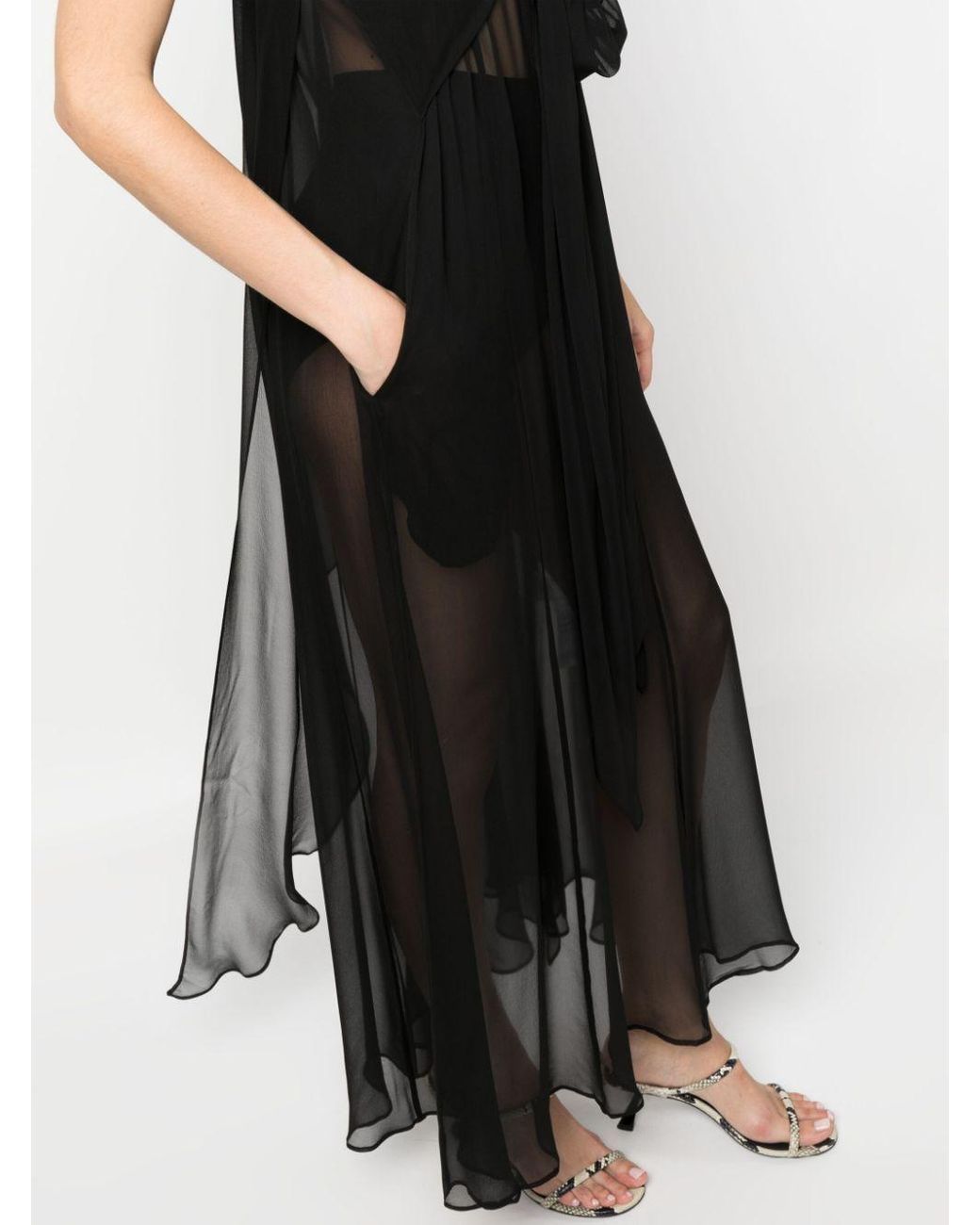 Filippa K Black Semi-Sheer Silk Slip Dress
