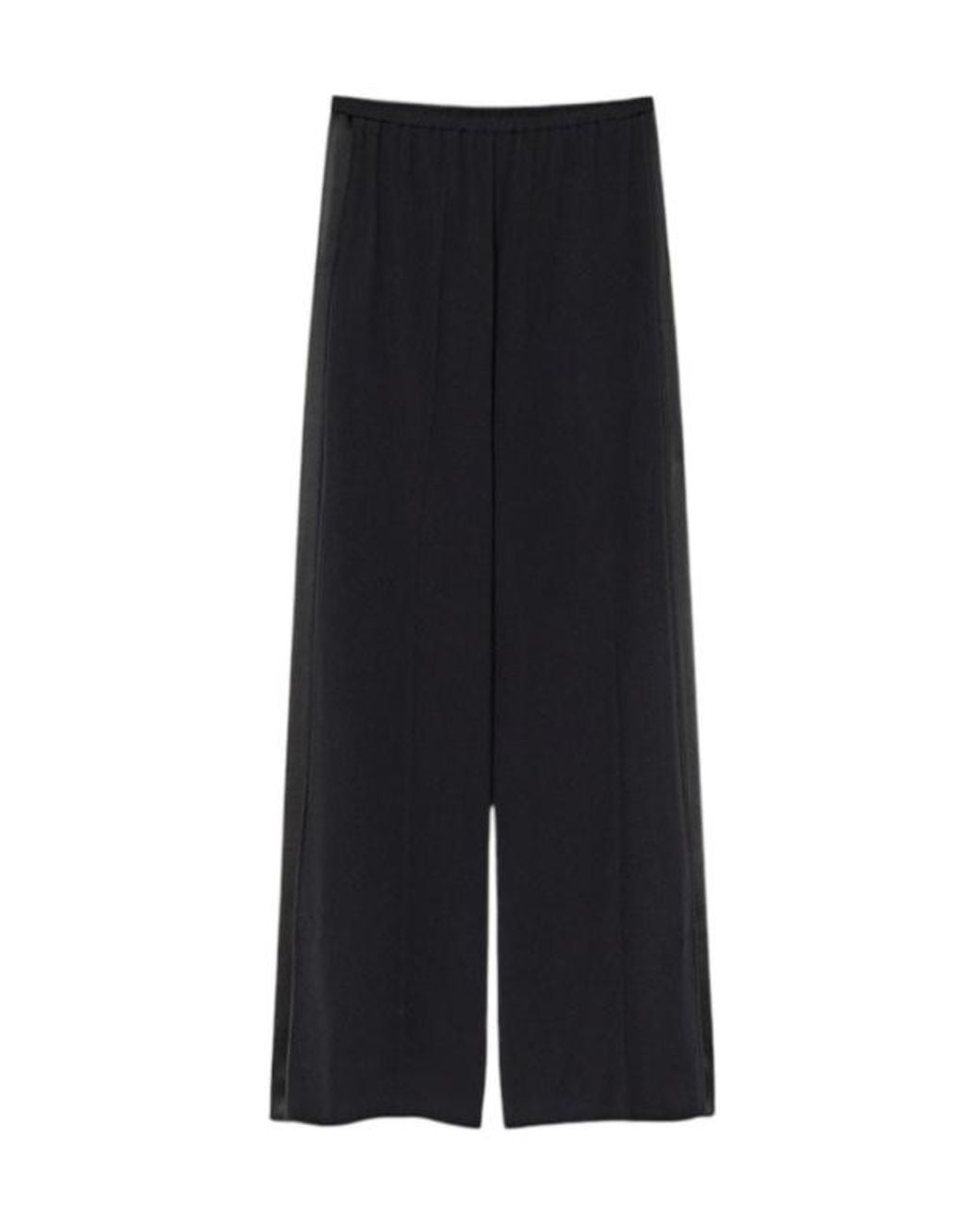 Forte_forte Black Elastic-Waist Wide-Leg Pants