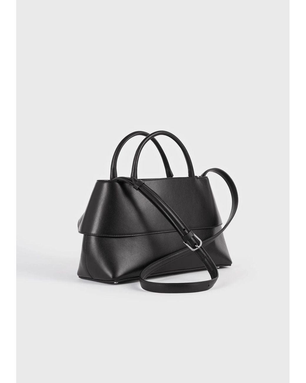 Totême Black Totême Foldover Detailed Small Tote Bag