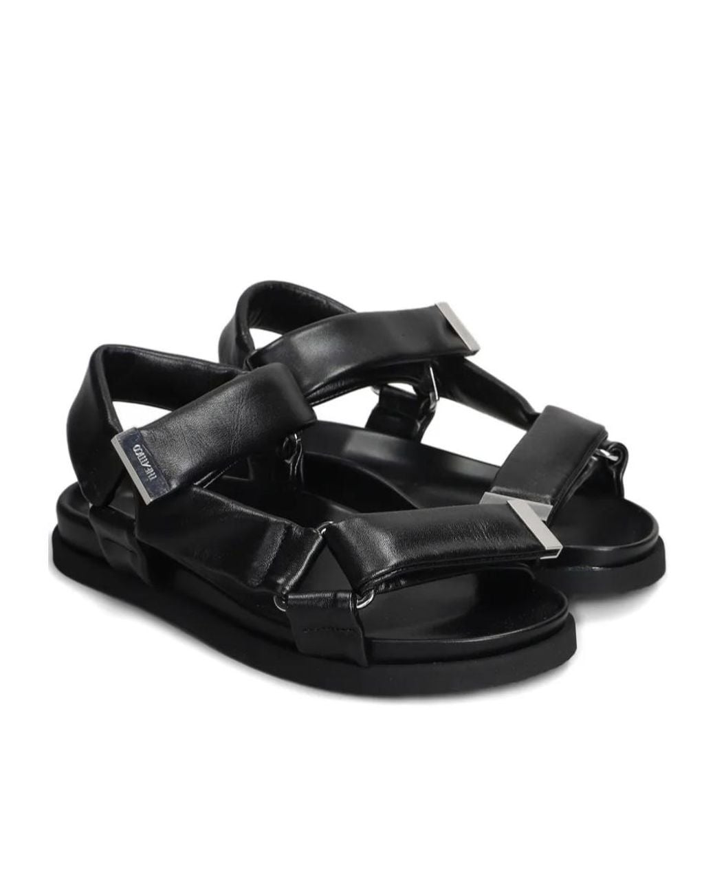 The Attico Black Salinas Leather Flat Sandals