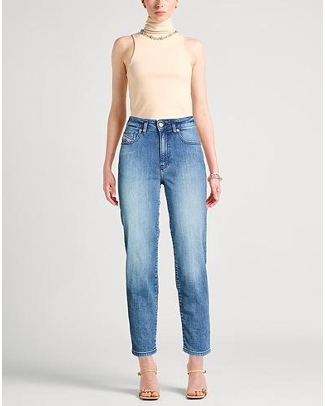 DIESEL Blue Mid-Waisted Tapered Jeans