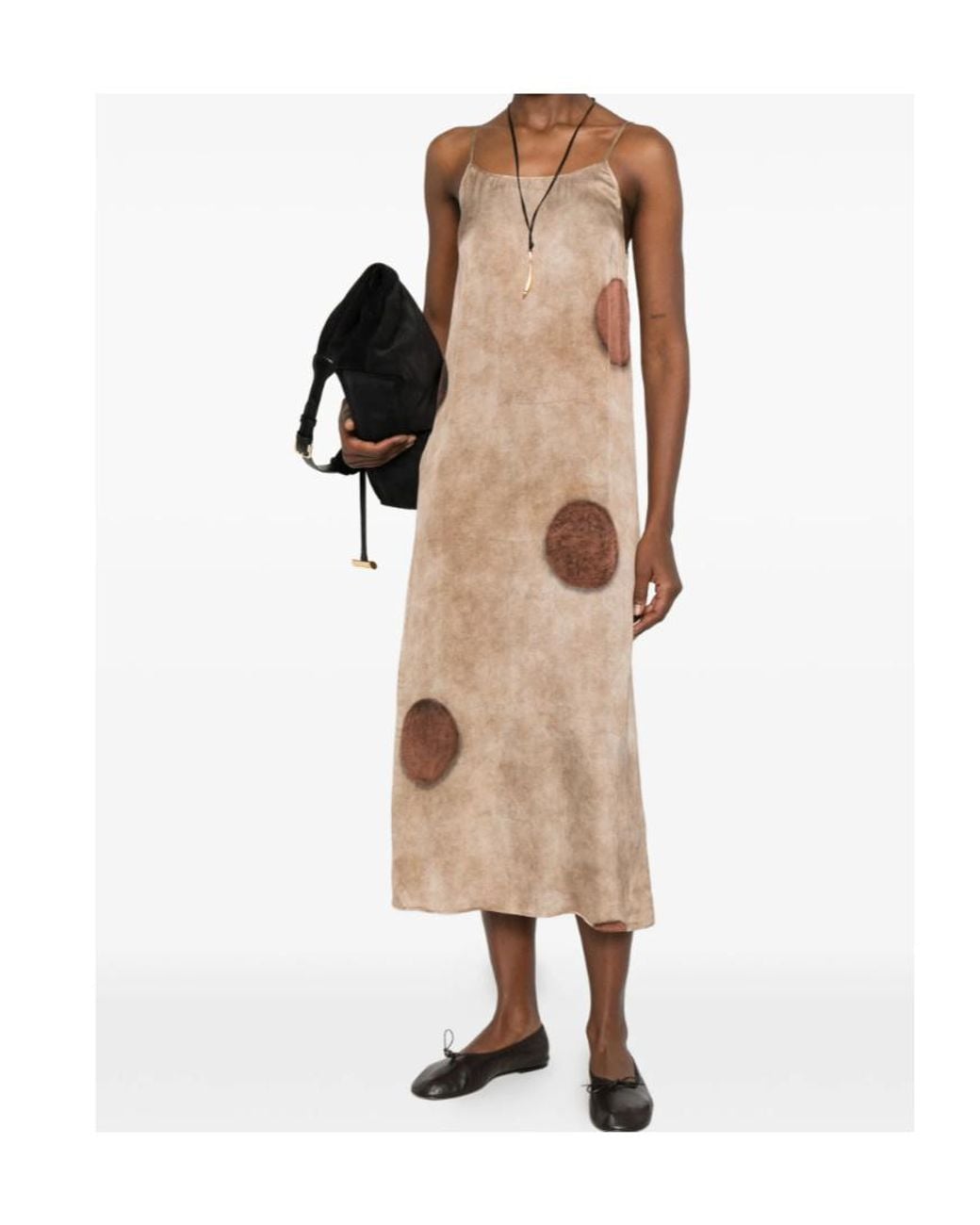 Uma Wang Natural Anaya Polka-Dot Midi Dress