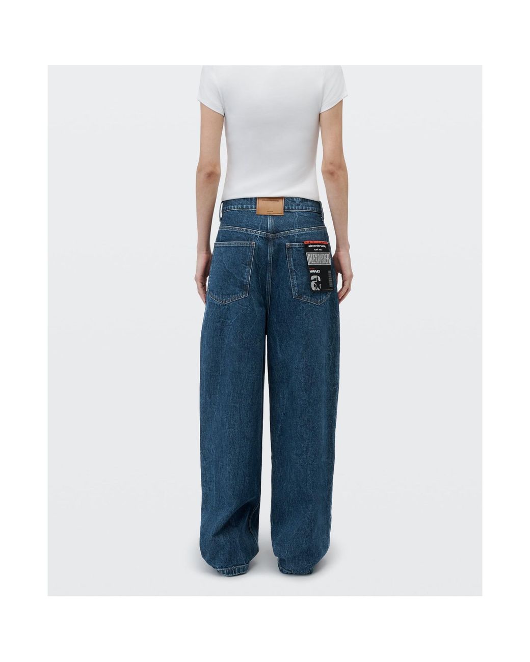 Alexander Wang Blue Crystal-Embellished Wide-Leg Jeans for men