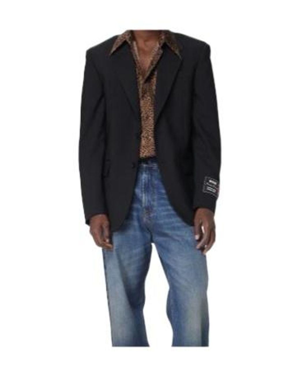 MSGM Black Single-Breasted Blazer for men