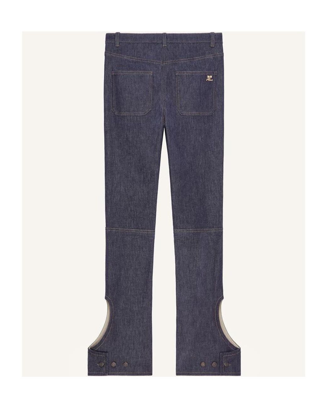 Courreges Blue Logo-Embroidered Straight Jeans