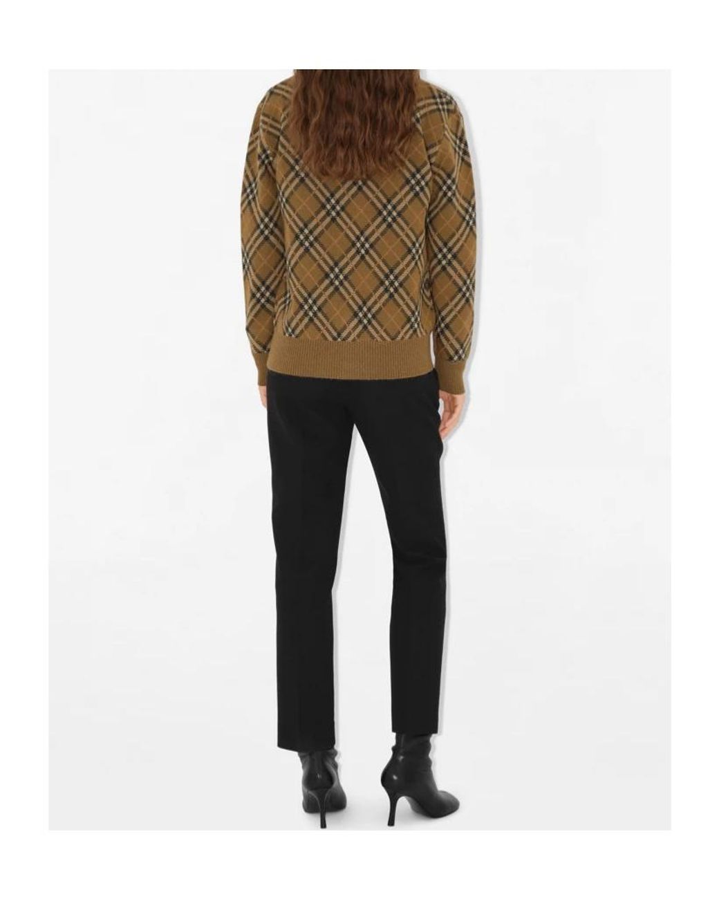 Burberry Green Checked Knitted Cardigan