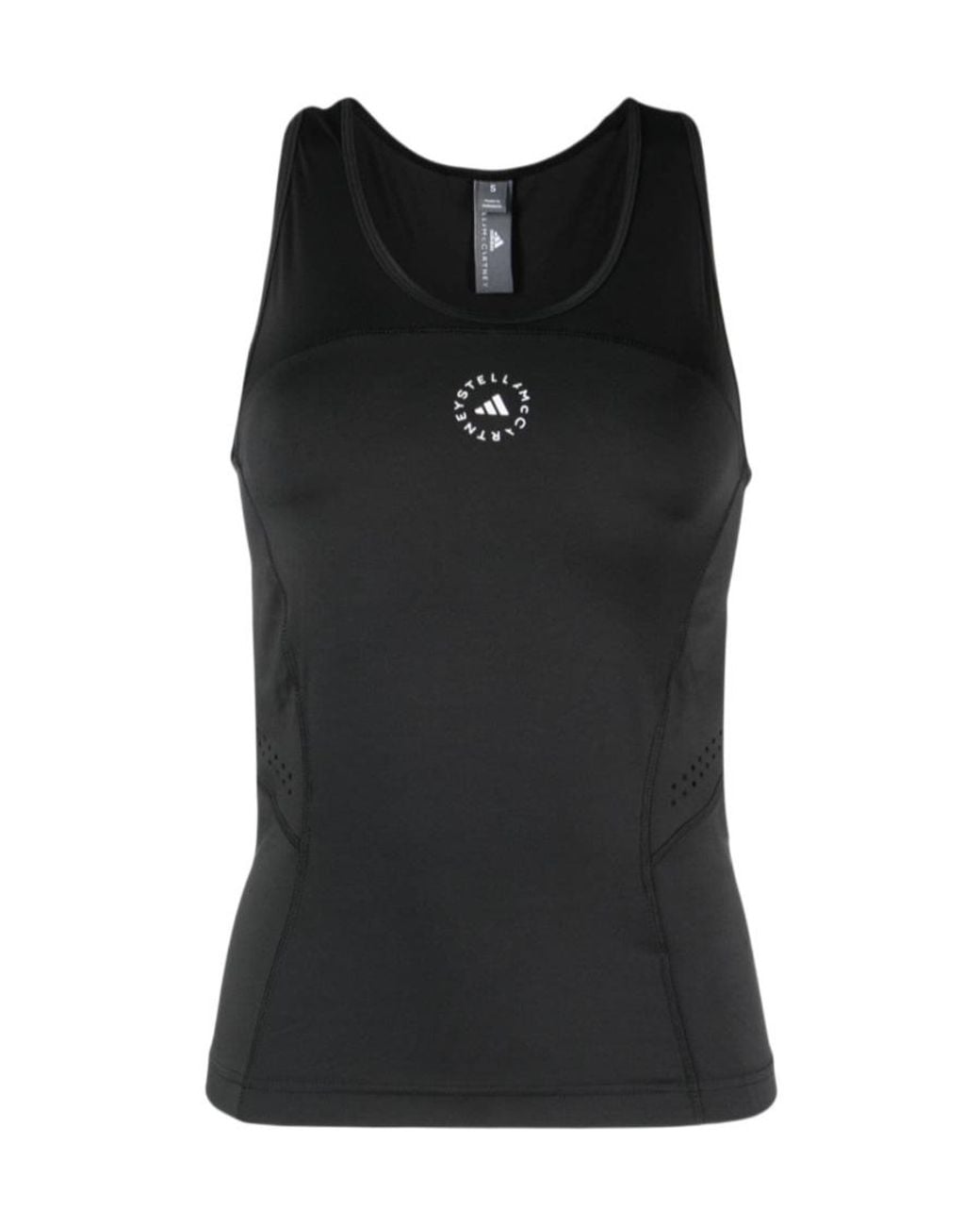 Adidas By Stella McCartney Black Logo Printed Racerback Tank Top